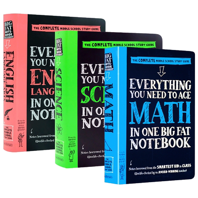 英文原版 Everything You Need to Ace Math English Science 美国少年学霸超级笔记3册 数学英语科学 获得A的方法 英文版 进口书