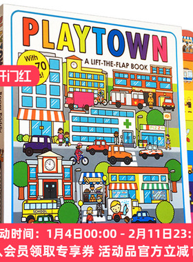 游戏小镇 英文原版 儿童绘本 Playtown A Lift-the-Flap Book 大开本 纸板书翻翻书 Priddy 进口英语儿童启蒙书籍 撕不烂纸板书