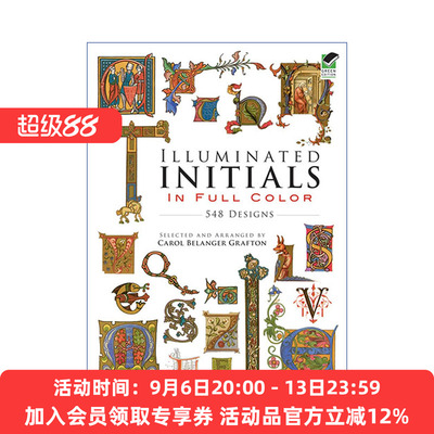 全彩首字母548种设计插画 英文原版 Illuminated Initials in Full Color 548 Designs 中世纪装饰艺术图案Carol Belanger Grafton