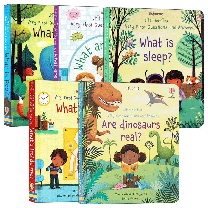 英文原版 Usborne Lift-the-Flap Very First Questions and Answers 幼儿你问我答科普翻翻书 儿童科普5册 英文版 进口原版书籍