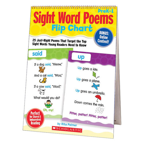 英文原版 Sight Word Poems Flip Chart 学乐高频词跟唱学习活动挂图 韵文诗歌 英文版 进口英语原版书籍