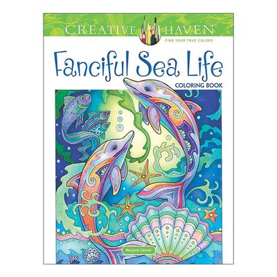 英文原版 Creative Haven Fanciful Sea Life Coloring Book 创意保护区 奇幻海洋生物 填色涂色书 减压 英文版 进口英语原版书籍