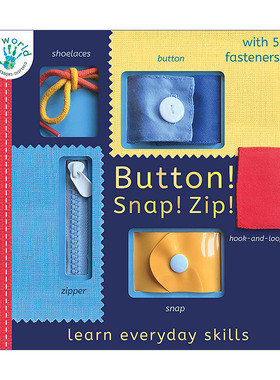 英文原版 Button Snap Zip Learn everyday skills My World 按钮 啪 嘘 学习日常技能 儿童绘本 纸板书 Thomas Elliott 英文版