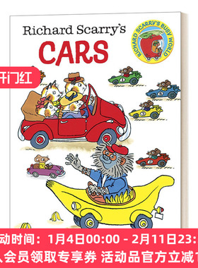 华研原版 英文原版 Richard Scarry's Cars 理查德·斯凯瑞的车 交通工具绘本 纸板书 英文版 进口英语原版书籍