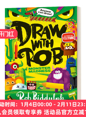 华研原版 英文原版 Draw With Rob Moster Madness 和罗伯比达尔夫一起画画3 英文版 进口英语原版书籍