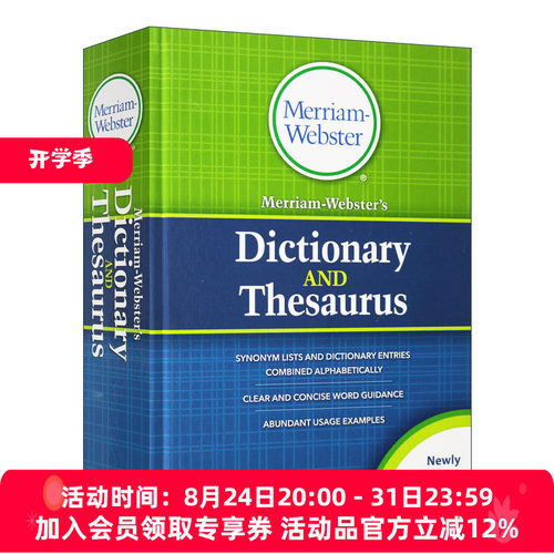 英文原版 Merriam-Webster's Dictionary and Thesaurus  New Edition 韦氏同义词字典新版 精装 英文版 进口英语原版书籍