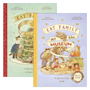 英文原版 Cat Family 猫猫家族2册 翻翻书 儿童精装绘本 博物馆游记/圣诞节假期 英文版 进口英语原版书籍
