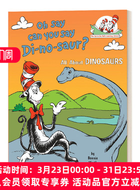 英文原版 Oh Say Can You Say Di-no-saur? All About Dinosaurs 苏斯博士 戴帽子的猫图书馆 认识恐龙 英文版 进口英语原版书籍
