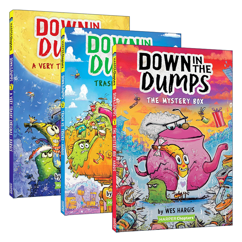 英文原版 Down in the Dumps Series 垃圾场里的友谊故事系列1-3册 儿童桥梁章节书小说 趣味幽默冒险故事 英文版 进口原版书籍