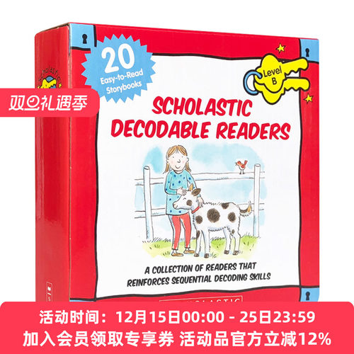 英文原版 Scholastic Decodable Readers Box Set Level B 学乐自然拼读初级盒装20册 儿童启蒙学习英语分级绘本 英文版