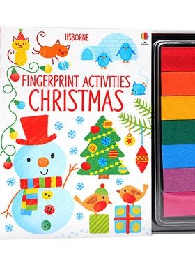 圣诞主题手指印画活动书 英文原版绘本 Usborne Fingerprint Activities Christmas 尤斯伯恩 儿童创意绘画DIY 英文版进口英语书