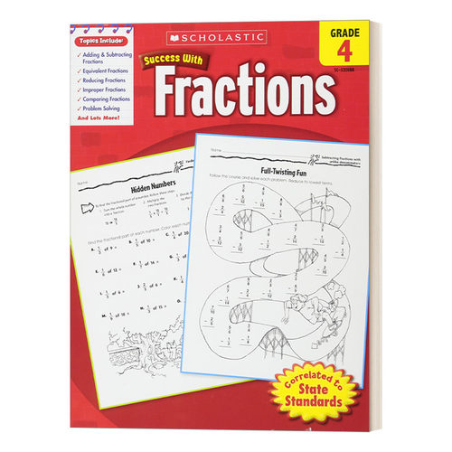 英文原版 Scholastic Success with Fractions  Grade 4 学乐成功系列分数练习册 四年级 英文版 进口英语原版书籍