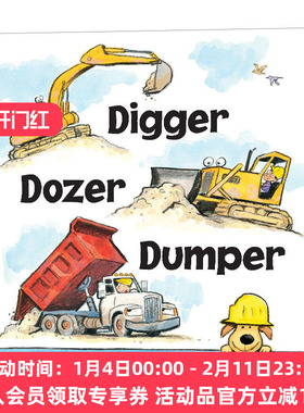 英文原版绘本 Digger Dozer Dumper 挖掘机 推土机 翻斗车 纸板书绘本 英文版 进口英语原版书籍