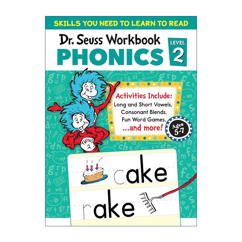 英文原版 Dr.Seuss Phonics Level 2 Workbook 苏斯博士自然拼读2级练习册 5-7岁儿童阅读学习指南 英文版 进口英语原版书籍
