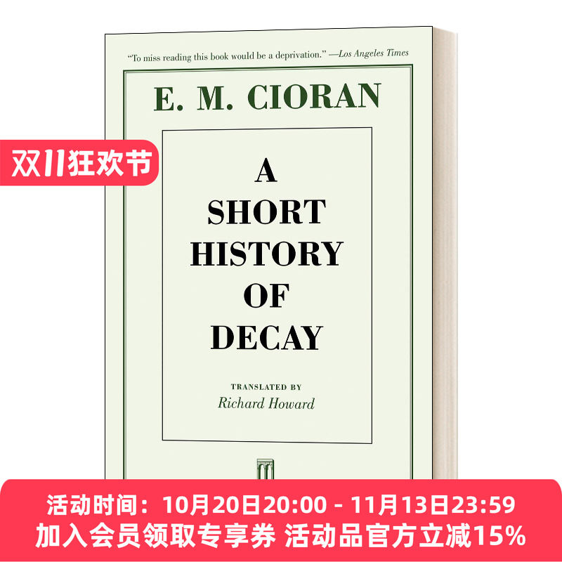 英文原版 齐奥朗/萧沆:解体概要 A Short History of Decay E. M. Cioran 进口英语原版书籍