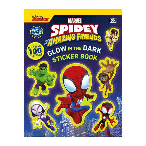 英文原版 Marvel Spidey and His Amazing Friends Glow in the Dark Sticker Book 漫威蜘蛛侠和他的神奇朋友 100多张夜光贴纸书