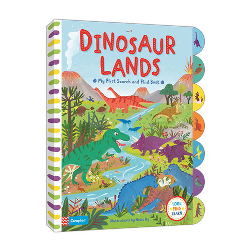 英文原版 My First Search and Find Dinosaur Lands 纸板触摸书 恐龙之国 英文版 进口英语原版书籍
