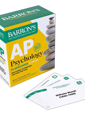 巴朗AP心理学闪卡 英文原版 Barron's AP Psychology Flashcards 第5版 英文版 进口英语原版书籍