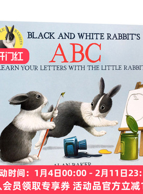 英文原版绘本 Black And White Rabbit'S ABC 黑色和白色的兔子的ABC 英文版 进口英语原版书籍