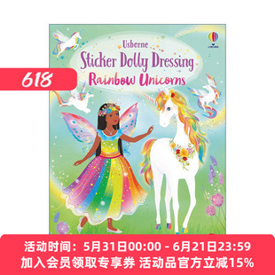 英文原版 Sticker Dolly Dressing Rainbow Unicorns 多莉贴纸 彩虹独角兽 英文版 进口英语原版书籍