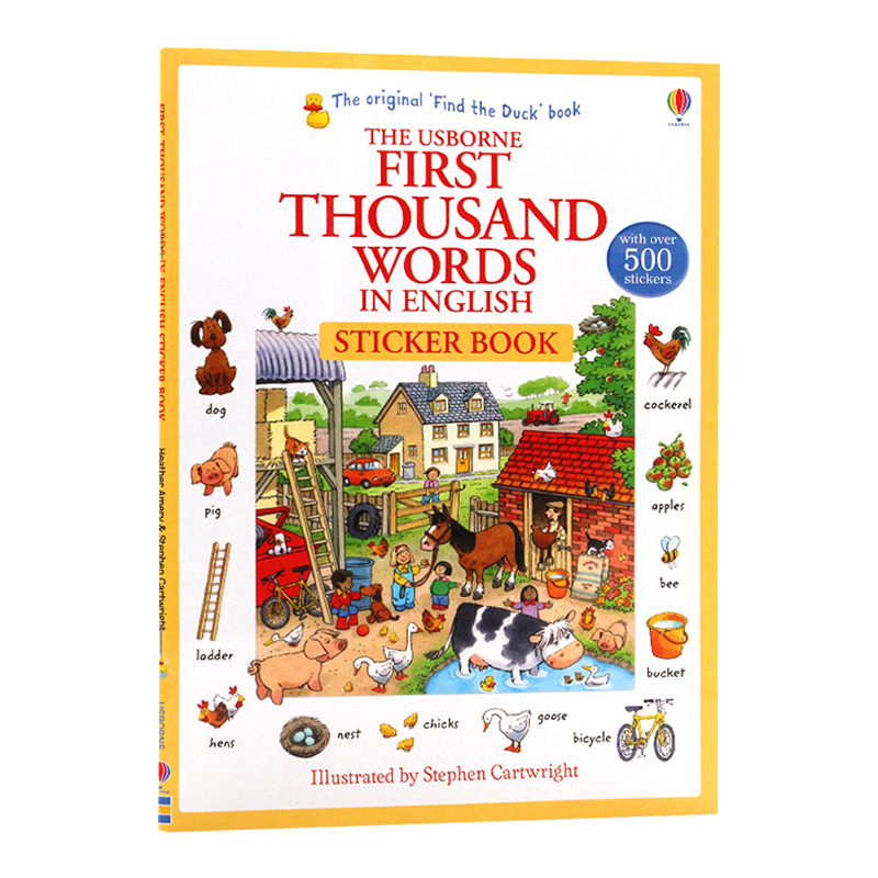 基础英语1000词贴纸书 英文原版 Usborne First 1000 Words in English Sticker Book 尤斯伯恩 儿童英语单词学习书 英文版书籍