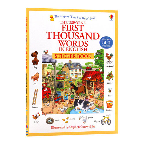 基础英语1000词贴纸书 英文原版 Usborne First 1000 Words in English Sticker Book 尤斯伯恩 儿童英语单词学习书 英文版书籍