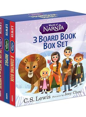 英文原版 World of Narnia 3 Board Book Box Set 纳尼亚的世界 3册纸板书盒装 含狮子女巫和衣柜 动物 数数 进口英语原版书籍