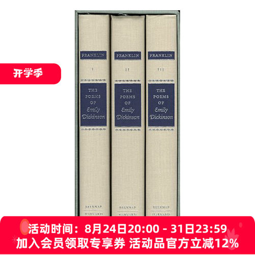 现货 英文原版 The Poems of Emily Dickinson  艾米莉·狄金森诗选 集注版 3册盒装 英文版 进口英语原版书籍