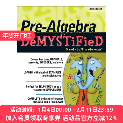 英文原版 Pre-Algebra Demystified 初级代数 自学向导系列 第2版 英文版 进口英语原版书籍