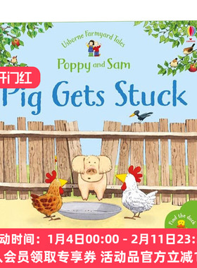 英文原版 Farmyard Tales Poppy and Sam Pig Gets Stuck 农场故事 猪被卡住的故事 儿童启蒙故事书 英文版 进口英语原版书籍