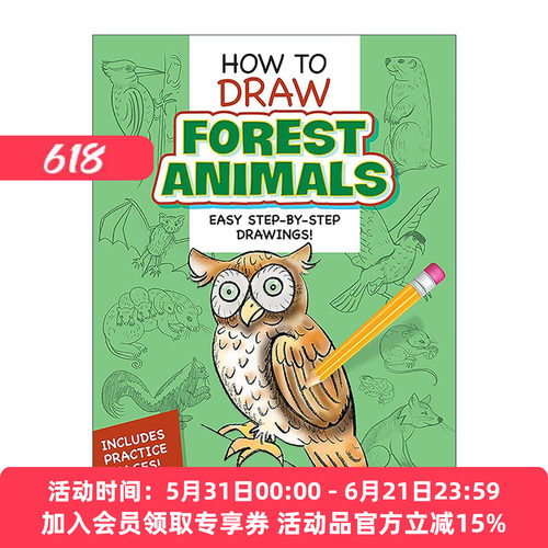 英文原版 How to Draw Forest Animals 如何画森林里的动物 儿童卡通绘画技巧指南 Barbara Soloff Levy 英文版 进口英语原版书籍