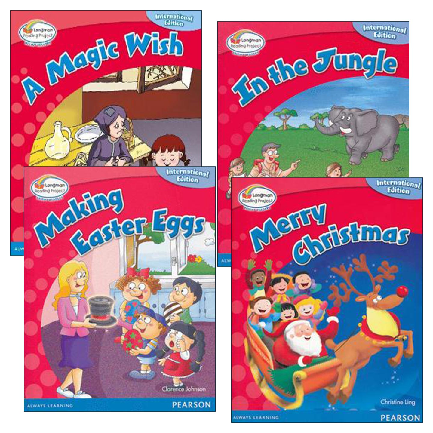 英文原版 Bright Readers L1 小学英语分级阅读绘本1级系列4册 丛林中 圣诞快乐 神奇祝愿 做复活节彩蛋 英文版 进口英语原版书籍