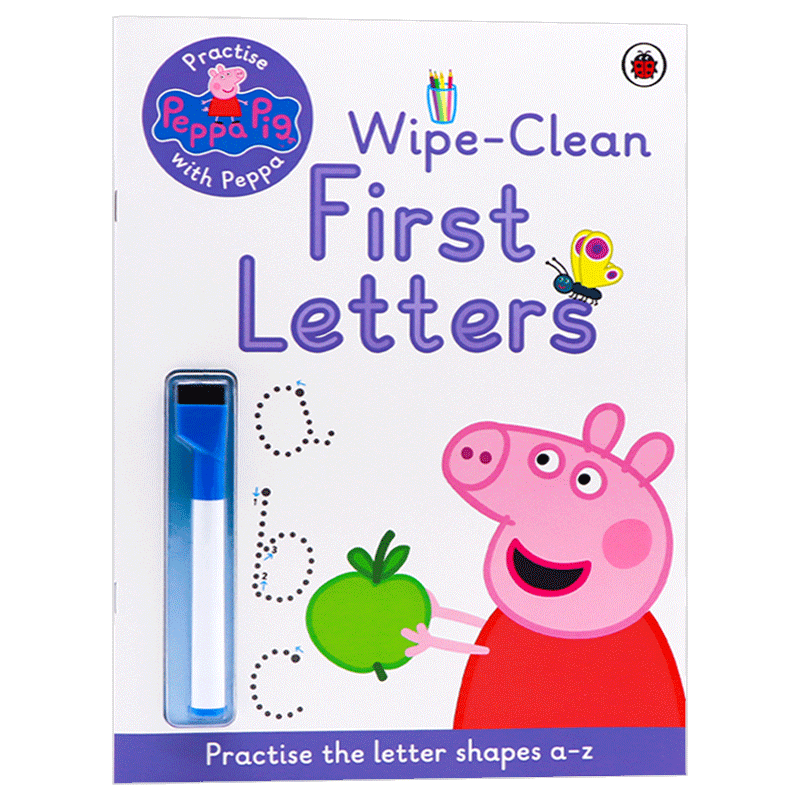 小猪佩奇擦擦书 字母 英文原版 Peppa Pig Practise with Peppa Wipe Clean First Letters 粉红猪小妹学写字母 可擦写英文练习册