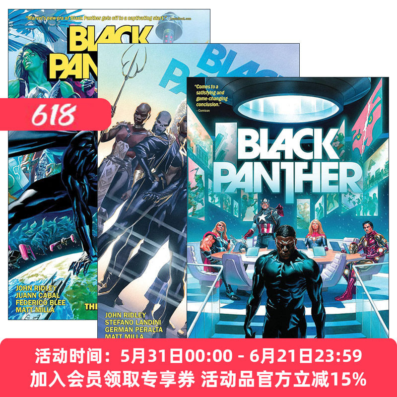 英文原版 Black Panther By John Ridley系列 黑豹3册套装 漫威漫画 漫长的阴影 远程战争 这一切还有这个世界 进口英语原版书籍