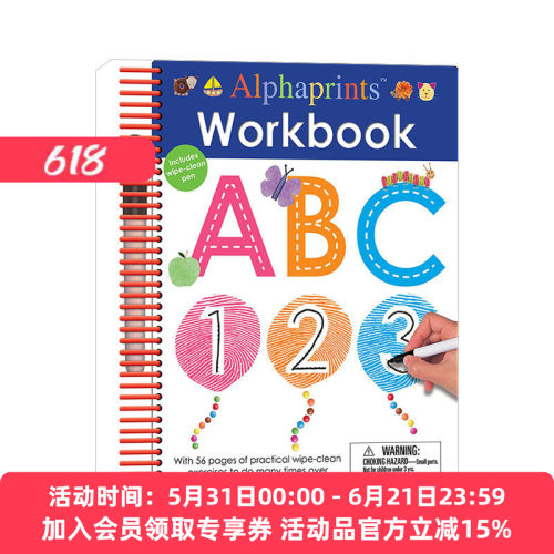 擦写书 英文原版 Alphaprints Wipe Clean Workbook ABC 字母练习册 英文版 进口英语原版书籍