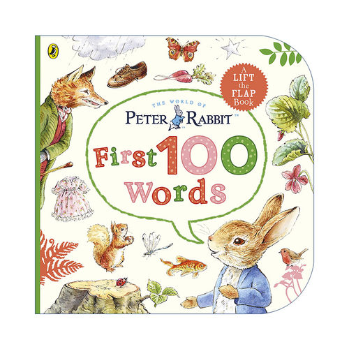 英文原版 Peter Rabbit Peter's First 100 Words 和彼得兔学单词 纸板书 儿童启蒙翻翻书 英文版 进口英语原版书籍