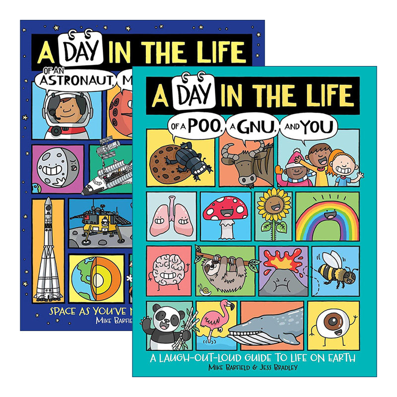 英文原版 A Day in the Life系列2册 精装科普百科 漫画 地球上的爆笑生活 便便、树懒和你的一天 英文版 进口英语原版书籍