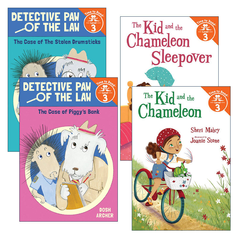 英文原版 Detective Paw of the Law/The Kid and the Chameleon 4册 孩子和变色龙在外过夜 小猪的存钱罐 英文版 进口原版书籍