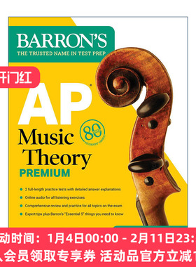 英文原版 AP Music Theory Premium 2 Practice Tests + Comprehensive Review + Online Audio 巴朗AP音乐理论高级版 英文版