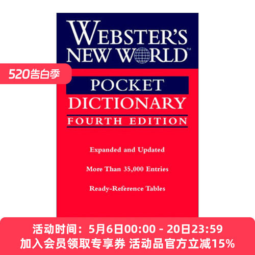 韦氏新世界 英文原版 Webster's New World Pocket Dictionary Fourth Edition 口袋英语词典 第4版 英文版 进口英语原版书籍