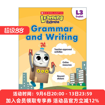 英文原版 Scholastic Learning Express L3 Grammar and Writing 学乐学习列车系列练习册L3 语法与写作 英文版 进口英语原版书籍