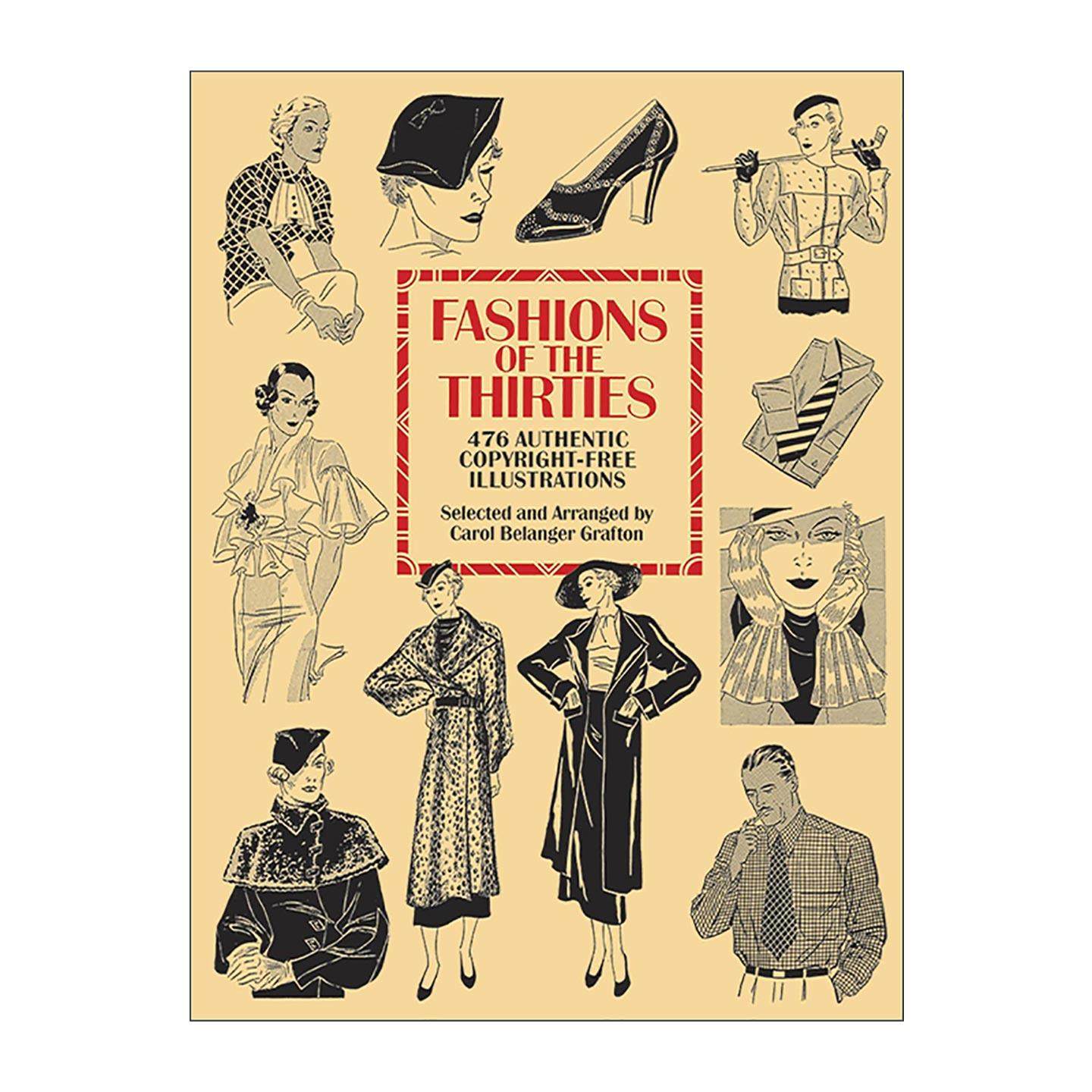 英文原版 Fashions of the Thirties 三十年代的时尚 服装服饰设计 样式素材 英文版 进口英语原版书籍