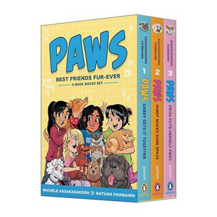 英文原版 PAWS Best Friends Fur-Ever Boxed Set 爪子系列1-3册盒装套装 儿童全彩漫画绘本图画书 友谊故事 Nathan Fairbairn