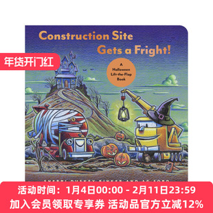 建筑工地 英文原版 Construction Site Gets a Fright 吓了一跳 万圣节 纸板翻翻书 英文版 进口英语原版书籍