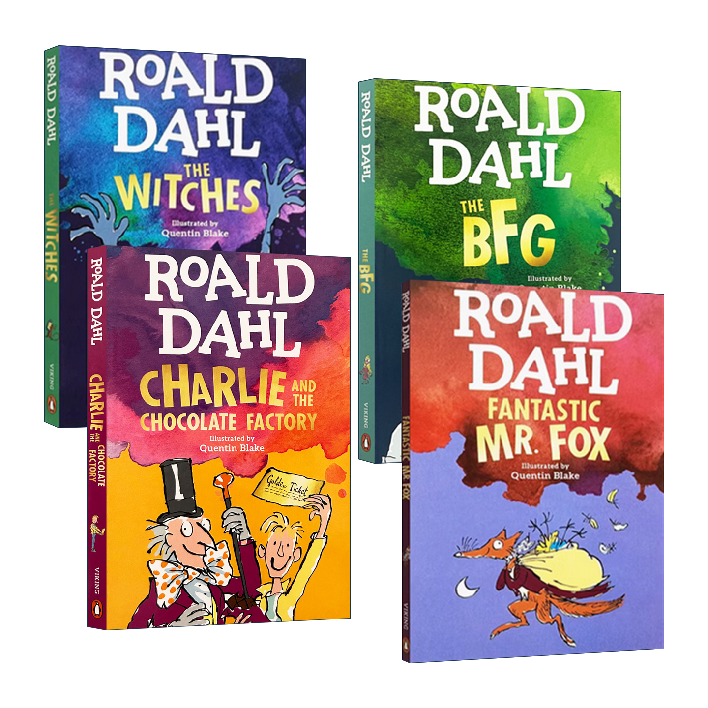 英文原版 罗尔德达尔作品4册 Charlie and the Chocolate Factory 查理和巧克力工厂 Roald Dahl 少儿桥梁章节书小说 成长读物