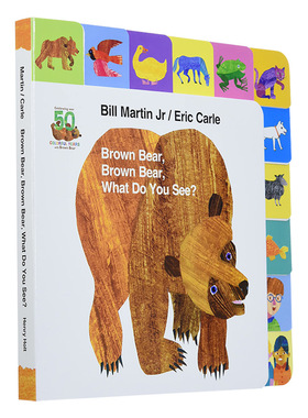 棕熊棕熊 你看到了什么 英文原版绘本 Brown Bear Brown Bear What Do You See 标签书 纸板翻翻页书 英文版 进口英语原版书籍