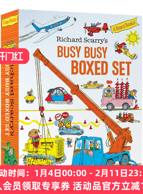 华研原版 斯凯瑞繁忙的场所系列 4册套装 英文原版 Richard Scarry's Busy Busy Boxed Set 启蒙学习认知英语单词绘本 进口书