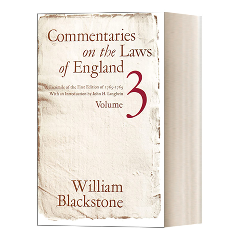 英文原版 Commentaries on the Laws of England  Volume 3 英国法释义 卷三 William Blackstone 英文版 进口英语原版书籍