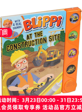 英文原版绘本 Blippi At the Construction Site 布里皮 建筑工地上的4种声音 幼儿启蒙 发声书 英文版 进口英语原版书籍