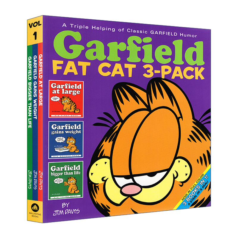 英文原版 Garfield Fat Cat 3-Pack #1 加菲猫漫画 三合一 1 经典趣味幽默漫画 儿童课外阅读图画故事书 Jim Davis 英文版 进口书 书籍/杂志/报纸 漫画类原版书 原图主图